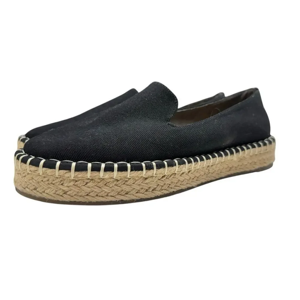 NWOT Joie Cara Espadrille Slip On Shoes in Black Canvas 8M